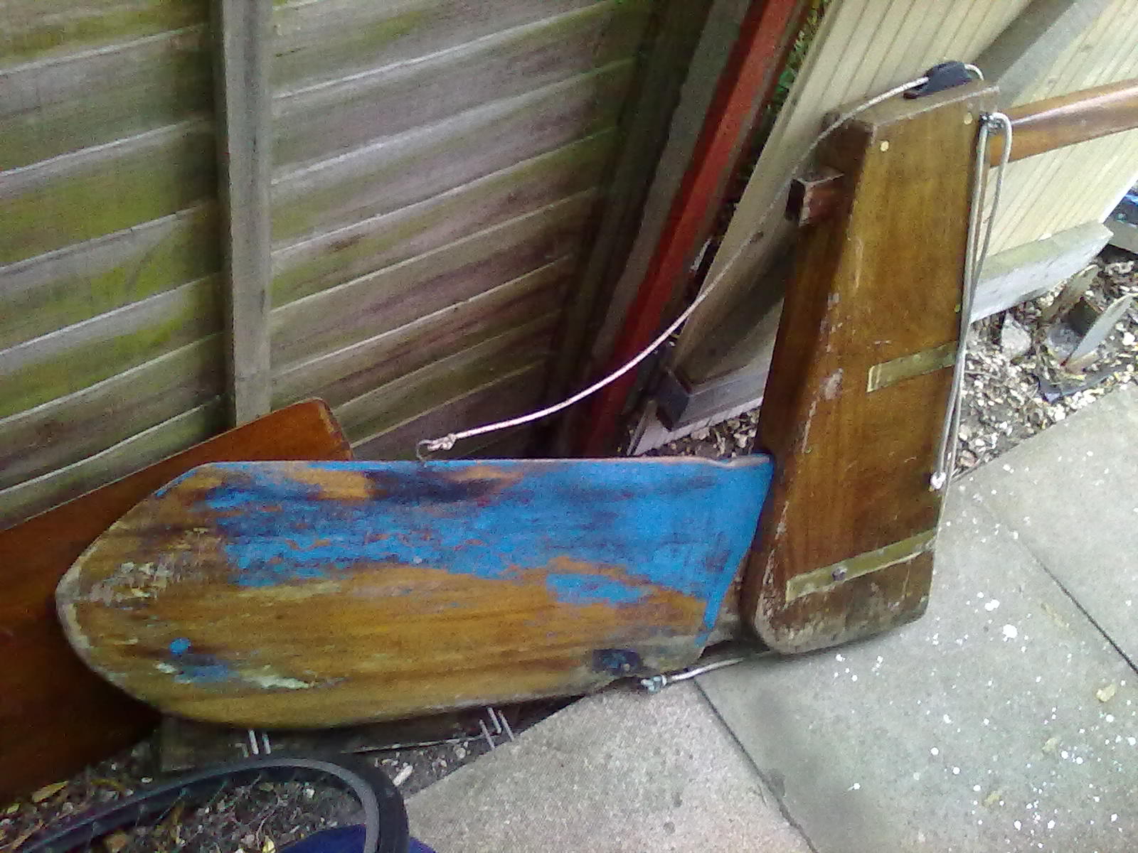 rudder - blade up, tiller in