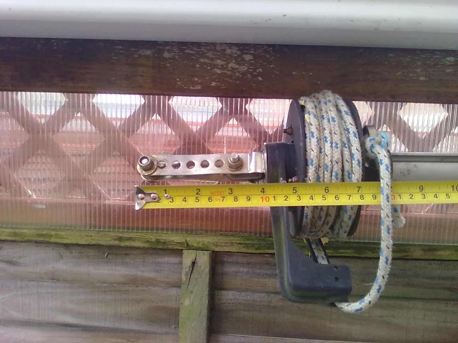 2010 lower end measured (can be shortened 5cm easily), note sail  clew @ 20cm but this can have strop to raise if you want more visibility under sail foot)