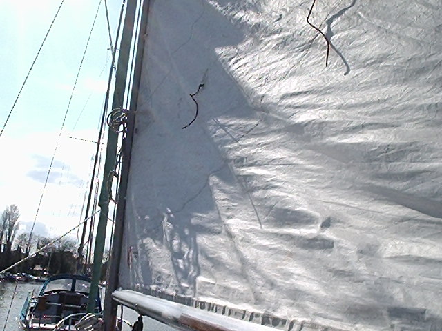 The SD23 main -wrinkled because i havent pulled the luff and foot tight enough haha!