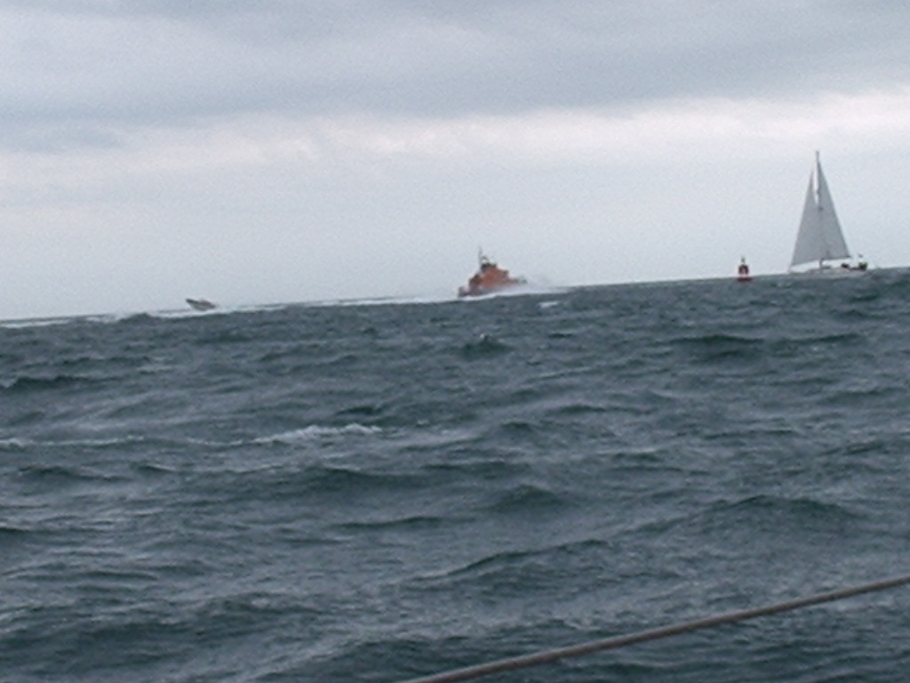 inshore of the Poole deep water channel - rough and horizontal rain at times towards old harry